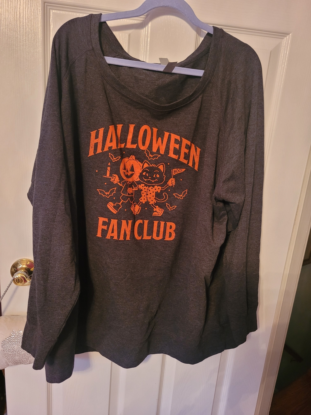 Halloween Fanclub Kids Long Sleeve Shirt - Charcoal with Orange Print